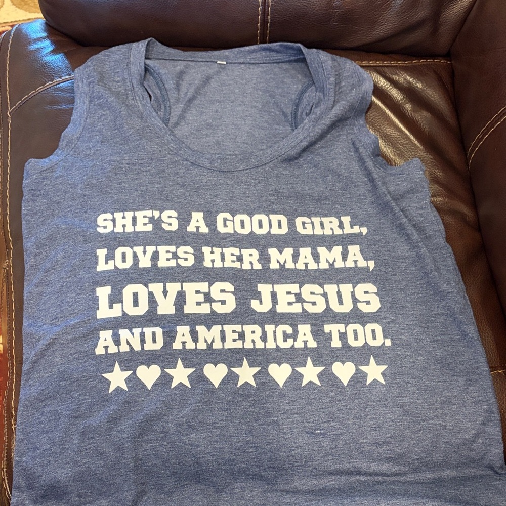 Women’s tank. She’s a good girl loves her mama 🇺🇸